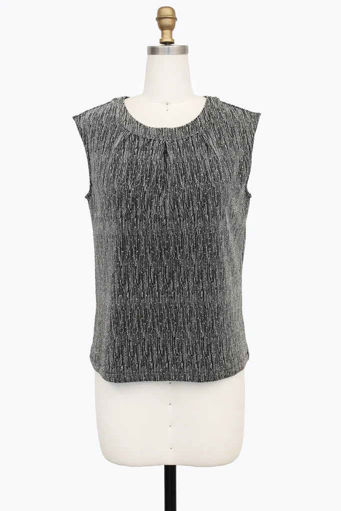 Damee 902T SPARKLE SLEEVELESS JEWEL NECK TOP F25