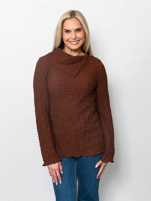 Snoskins Pucker Asymmetrical Collar Top 99718-F25