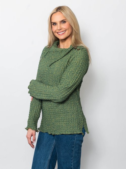 Snoskins Pucker Asymmetrical Collar Top 99718-F25