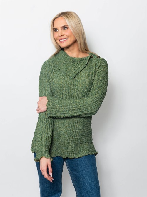 Snoskins Pucker Asymmetrical Collar Top 99718-F25
