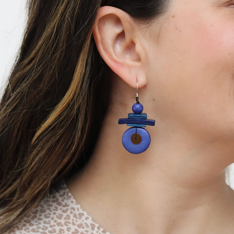 Sylca Assuta Navy Drop Earrings BP25E01