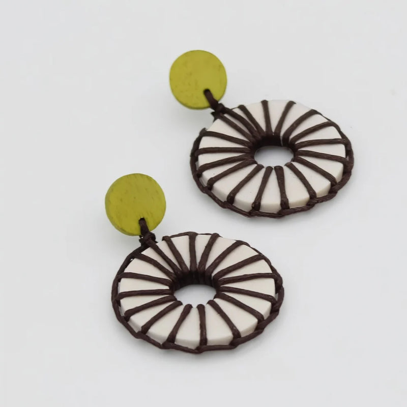 Sylca Ivory Wrapped Bead Riu Earrings BP25E05
