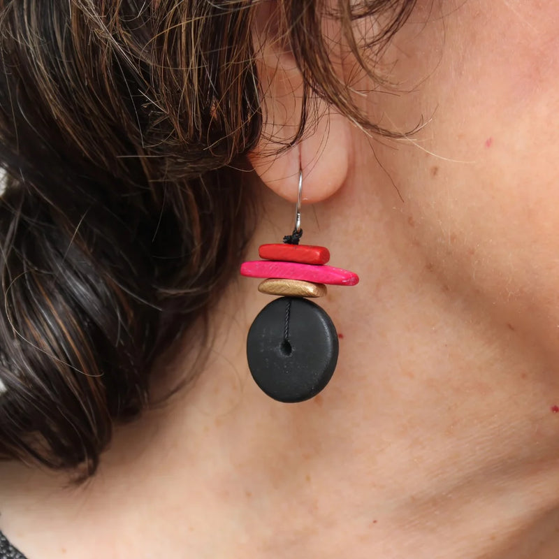 Sylca Black and Red Sabrina Earrings BP25E06 BLACK