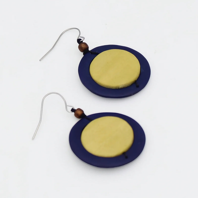 Sylca Yellow Circle Cut-Out Earrings BP25E09 YELLOW