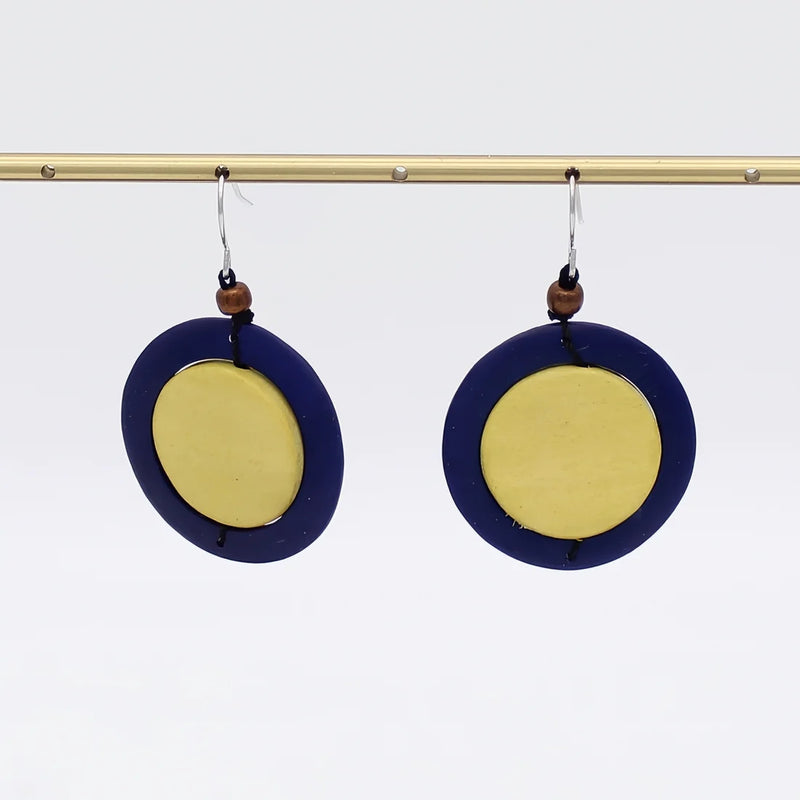 Sylca Yellow Circle Cut-Out Earrings BP25E09 YELLOW