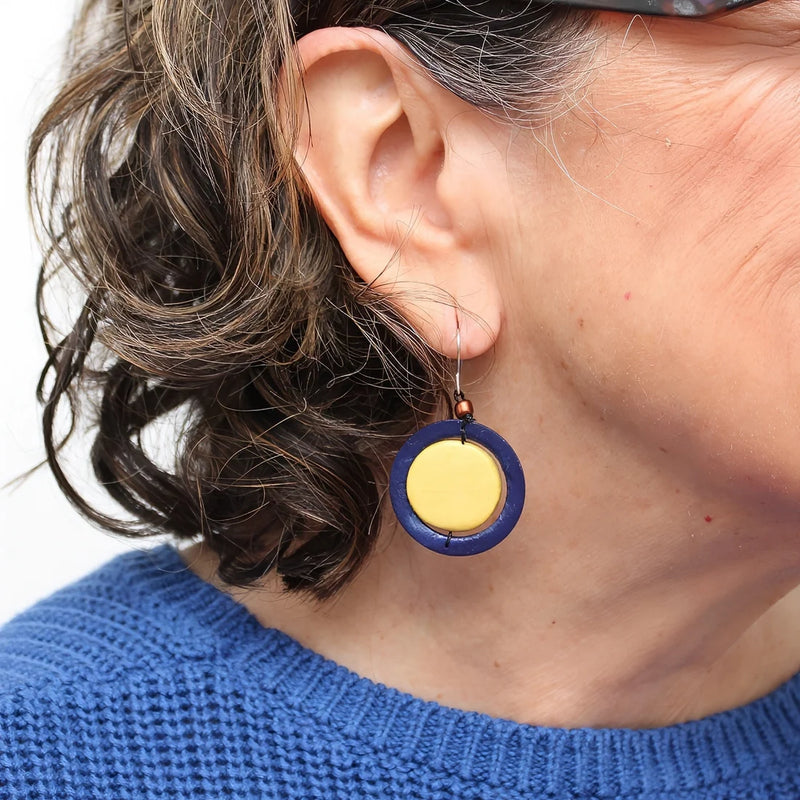 Sylca Yellow Circle Cut-Out Earrings BP25E09 YELLOW