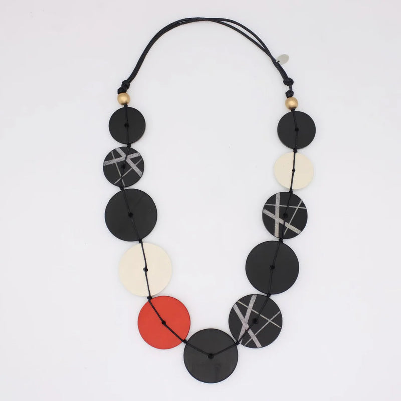 Sylca Black Alida Circle Statement Necklace BP25N24 BLACK
