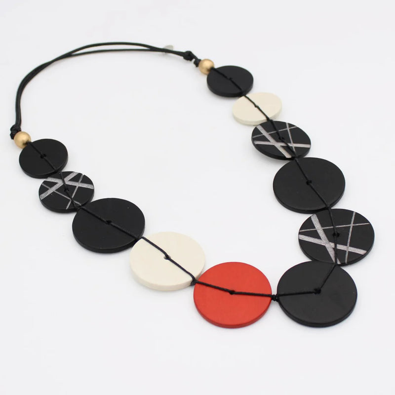 Sylca Black Alida Circle Statement Necklace BP25N24 BLACK