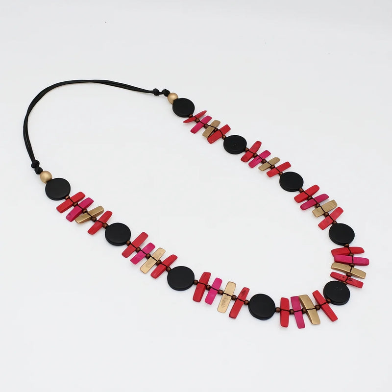 Sylca Black and Red Sabrina Petite Bead Necklace BP25N28 BLACK