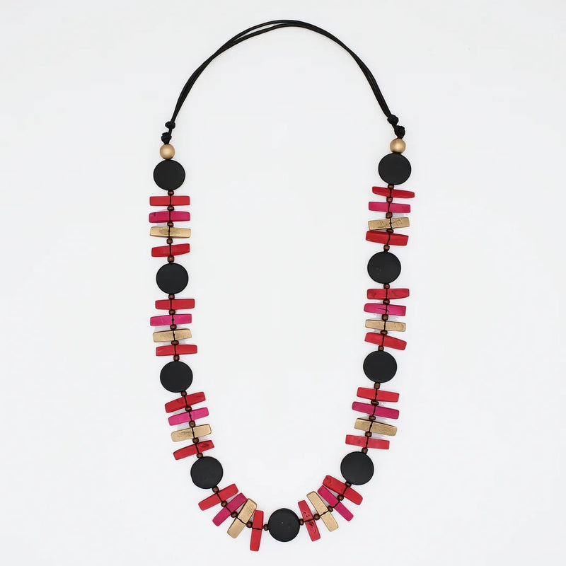 Sylca Black and Red Sabrina Petite Bead Necklace BP25N28 BLACK