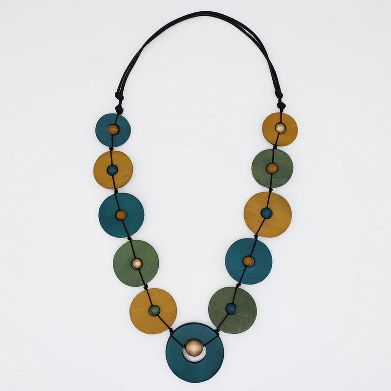 Sylca Teal Wood Unity Necklace BP25N31 TEAL