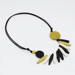 Sylca Chartreuse Wood Fringe Necklace  BP25N32 CHARTREUSE