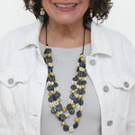 Sylca Chartreuse Petite Daisy Triple Strand Necklace BP25N33 CHARTREUSE