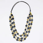 Sylca Chartreuse Petite Daisy Triple Strand Necklace BP25N33 CHARTREUSE