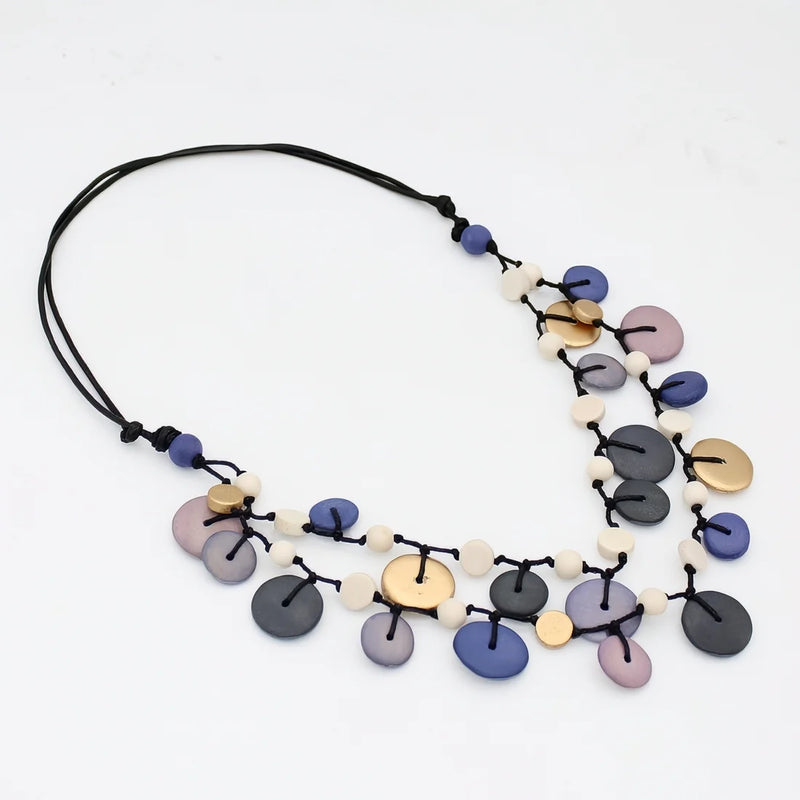 Sylca Gray Juliette Drop Double Strand Necklace BP25N34