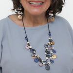 Sylca Gray Juliette Drop Double Strand Necklace BP25N34