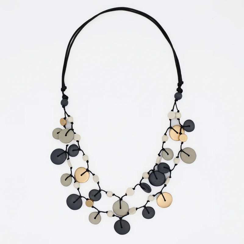 Sylca Gray Juliette Drop Double Strand Necklace BP25N34