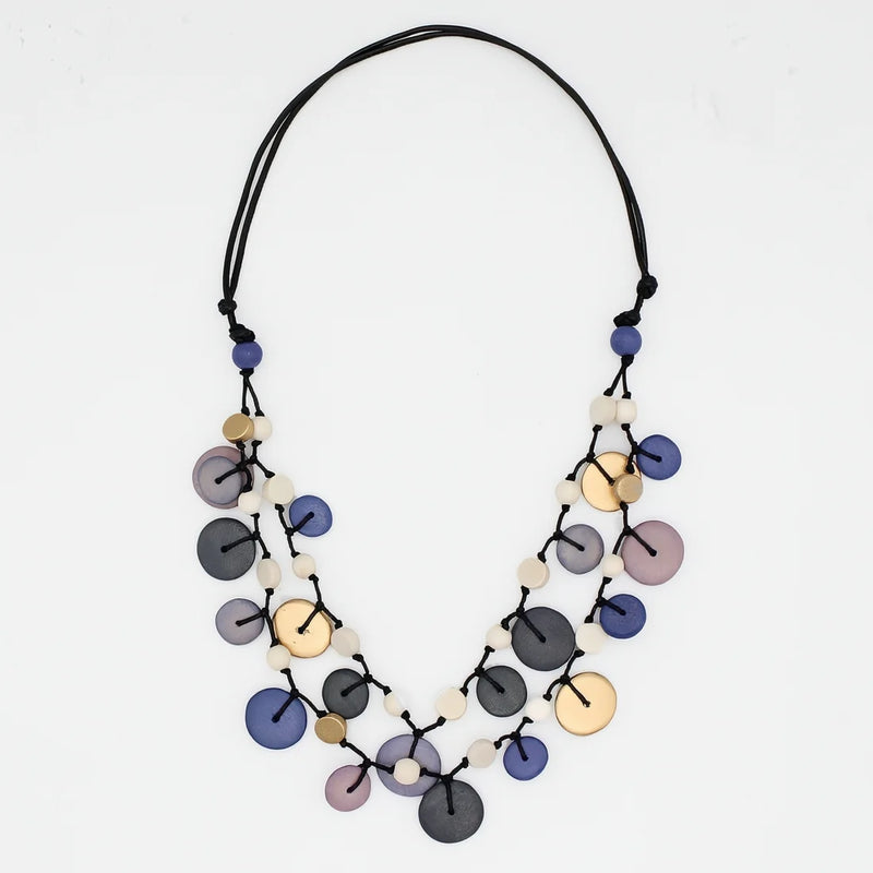 Sylca Gray Juliette Drop Double Strand Necklace BP25N34