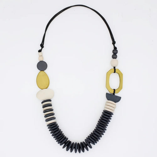 Sylca Chartreuse Wood Sophie Necklace BP25N36 CHARTREUSE