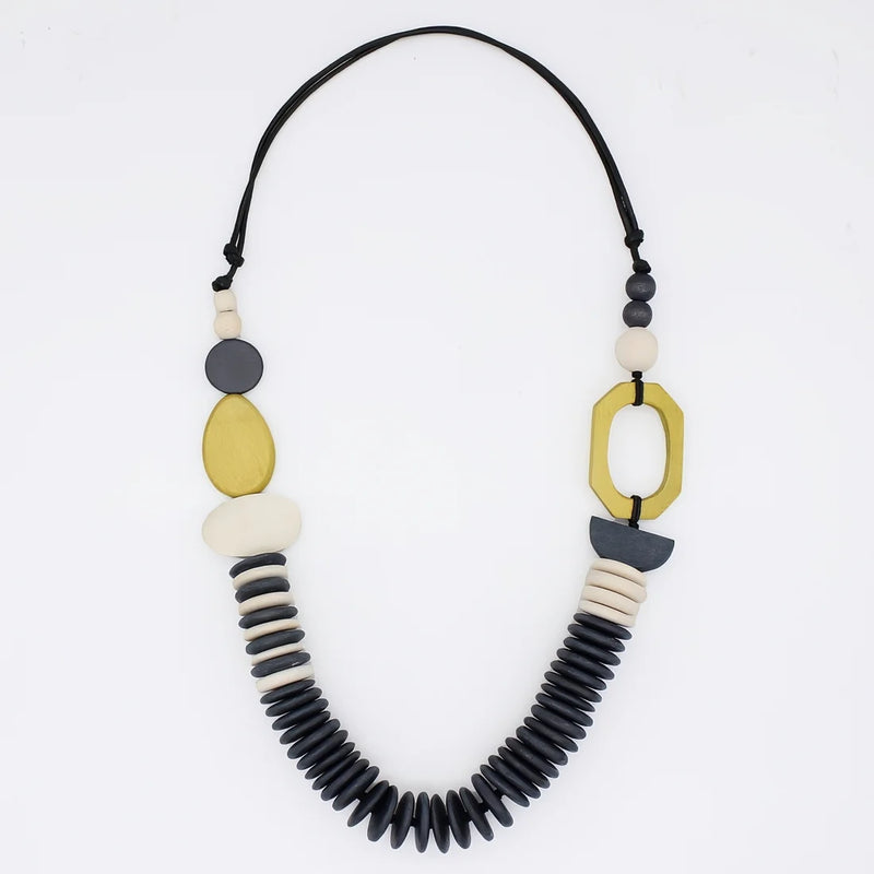 Sylca Chartreuse Wood Sophie Necklace BP25N36 CHARTREUSE