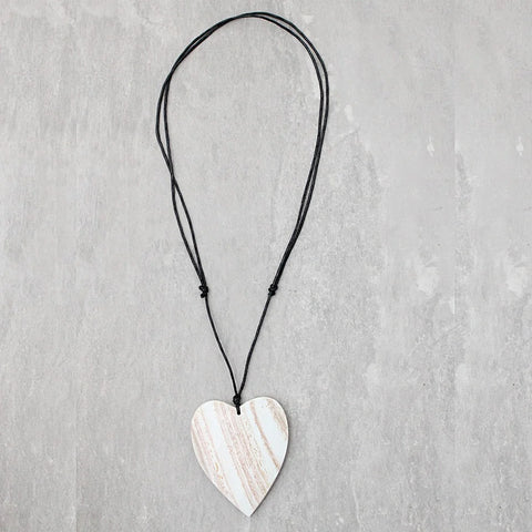 Carved Hollow Wooden Heart Necklace w Etched Antique Gold Beads & Polished  Studs | eBay