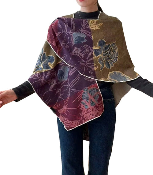 Winding River Wrap Blue / Yellow Floral Fields Reversible Loop Wrap