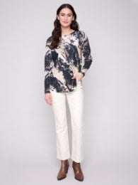 Charlie B Printed Rounded Hem Sweater C2818P 464A F25