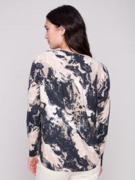 Charlie B Printed Rounded Hem Sweater C2818P 464A F25