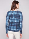 Charlie B Printed Boat Neck Sweater With Side Buttons C2871P 464A F25