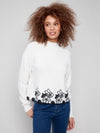 Mock Neck Sweater With Floral Lace Hem C2898 368C F25