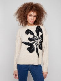 Charlie B Floral Jacquard Crew Neck Sweater C2906Q 018C F25
