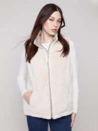 Charlie B Reversible Quilted Faux Fur Vest C6374 388B F25