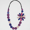 Sylca ColorfuL BP25N13 PURPLE Purple Dahlia Statement Necklace