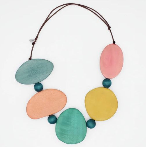 Sylca Colorful Jovie Wood Bead Statement Necklace SD2506