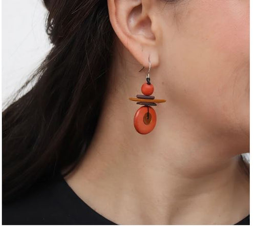 Sylca BP25E01 ORANGE Assuta Orange Drop Earrings