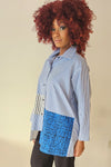 Christopher Calvin Mixed Patchwork Shirt 4550 Blue or White F25