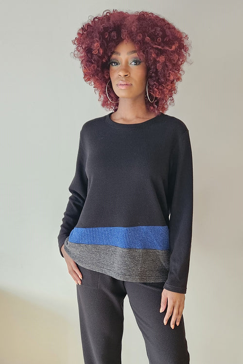 Christopher Calvin Waffle Kniy Yop Color Block Black, Charcoal 4525 F25
