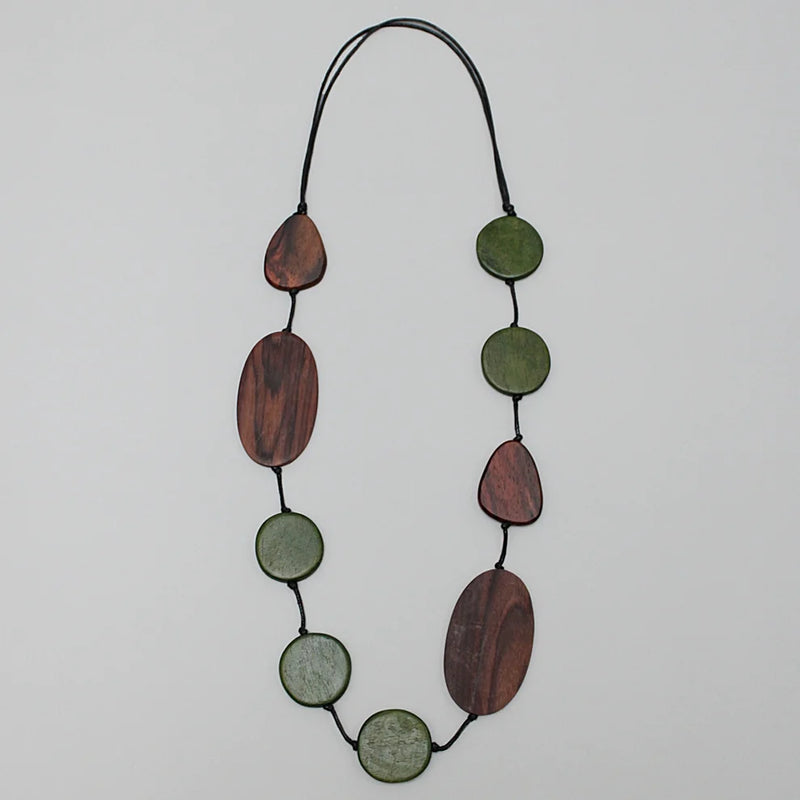 Sylca Green and Wood Emory Necklace Style DW22N19