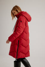 C-RO Quilted Coat with side Zips and Detachable Hood E1643RO-255 + Plus sizes