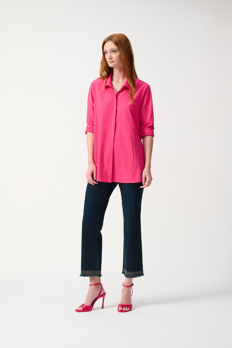 Joseph Ribkoff Woven Button-Down Blouse With Pockets 243958