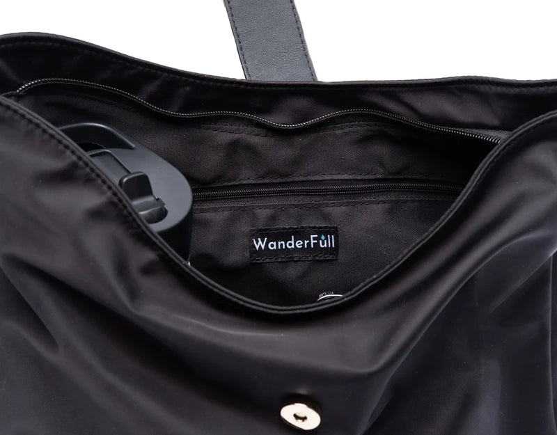 WanderFull Black Hydro Hobo Bag with Gold Hardware