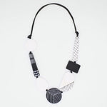 Sylca Black and White Vespera Geometric Statement Necklace LS25N28 BLACK