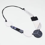 Sylca Black and White Vespera Geometric Statement Necklace LS25N28 BLACK