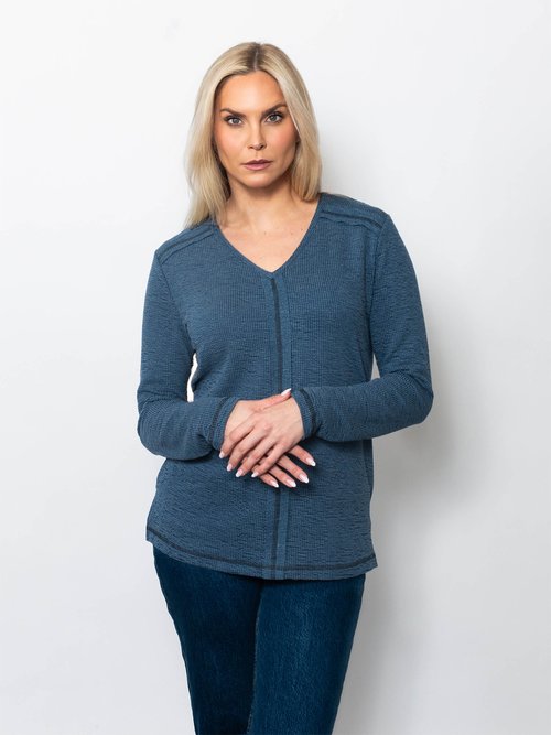 Snoskins Seersucker Henley Top with matching thread 55691-F25