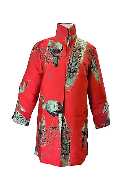 Grace Chuang Jacket Long peacock print JA 1417-2906