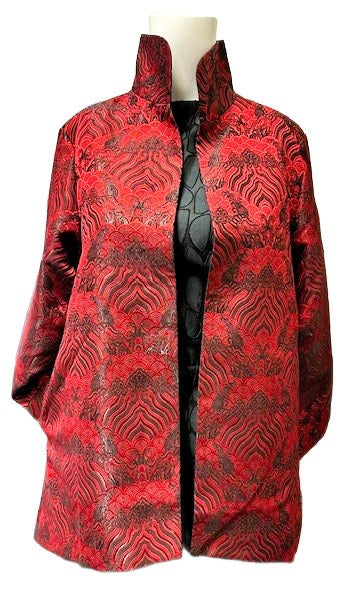 Grace ChuangHigh & low red & black handwoven print JA 2174-2955 F24