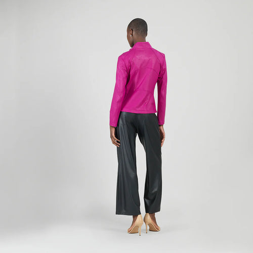 Clara Sun Woo Liquid Leather Signature Jacket Magenta