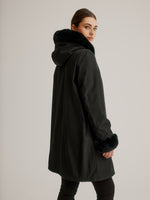 Nikki Jones Faux Fur Coat with Fixed Hood and Button Front K4129RO-164
