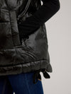 Nikki Jones Quilted High-Low Vest with Grosgrain Trims and Oversized Fixed Hood K5340RO-213