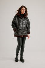 Nikki Jones Reversible Faux Fur Onion Quilted Zip Front Jacket with Adjustable Waist K5505RO-825